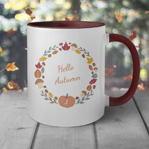 Taza Autumn Wreath Monogram Mug