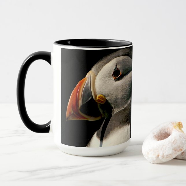 Taza Ave de Puffin Lover Wildlife Coffee Mug (Con donut)