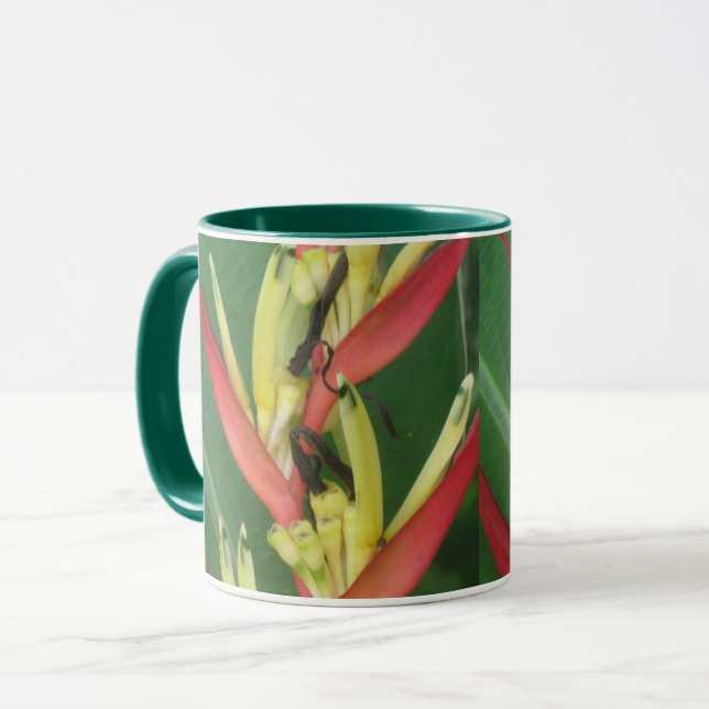 Taza Ave del paraíso roja amarilla de Heliconica (Anverso izquierdo)
