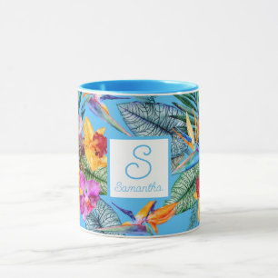 Taza Ave del Paraíso y Orquídea Verano Azul