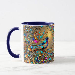 Taza Ave Dorada Perlas de joyas de oro 3D