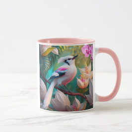 Taza Ave Fantasía Pájaro de Rubor con cresta blanca