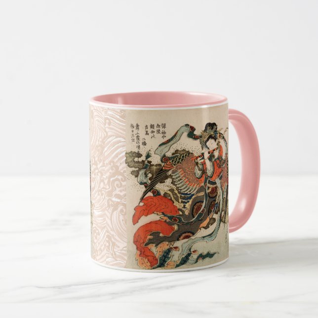 Taza AVE MÍTICO JAPONÉS CON CABEZA HUMANA Karyōbinga (Anverso derecho)