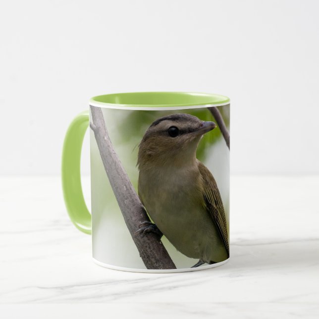 Taza Ave verde, Vireo teñido de rojo, fotografía canadi (Anverso izquierdo)