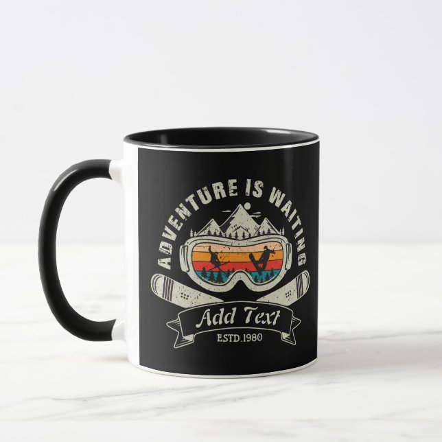 Taza Aventura de esquí personalizada Retro (Izquierda)