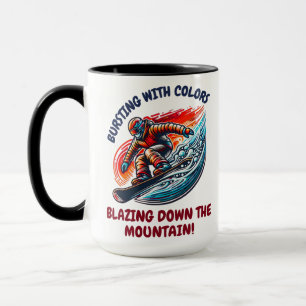 Taza Aventura de Snowboard dinámica de colores