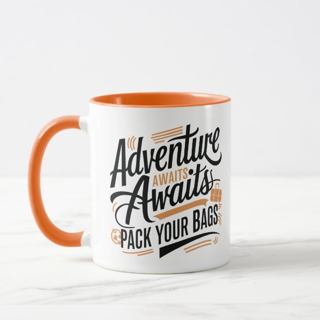 Taza Aventura espera tu paquete tus bolsas, viaje (Izquierda)