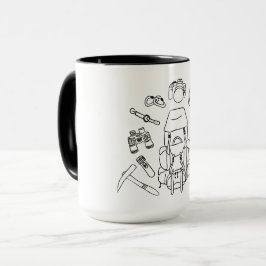 Taza Aventura Gear Line Art | Mug de Hiking Essentials