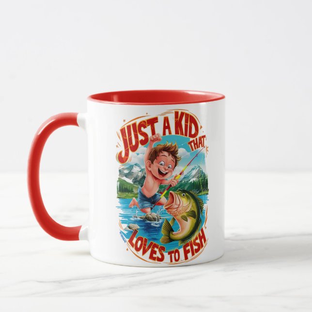 Taza Aventura Pesquera: Sólo un chico que ama pescar (Izquierda)