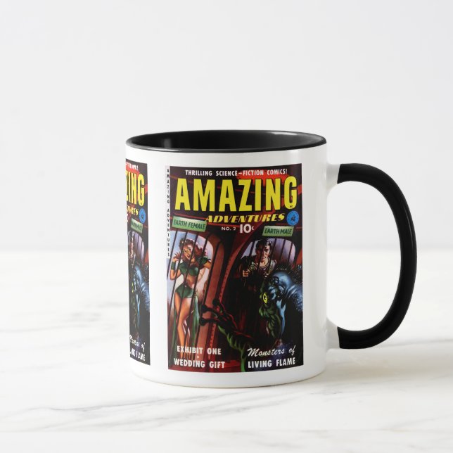 Taza Aventuras Increíbles #2 Retro Cómic de Ciencia Fic (Derecha)