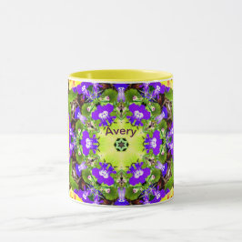 Taza AVERY ~ Lobelia Pansies Pattern ~ Personalizado