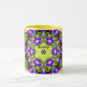Taza AVERY ~ Lobelia Pansies Pattern ~ Personalizado