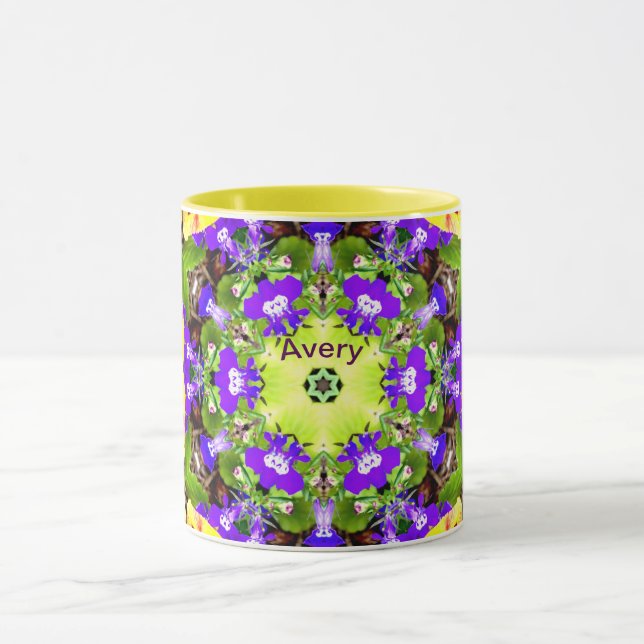 Taza AVERY ~ Lobelia Pansies Pattern ~ Personalizado (Centro)