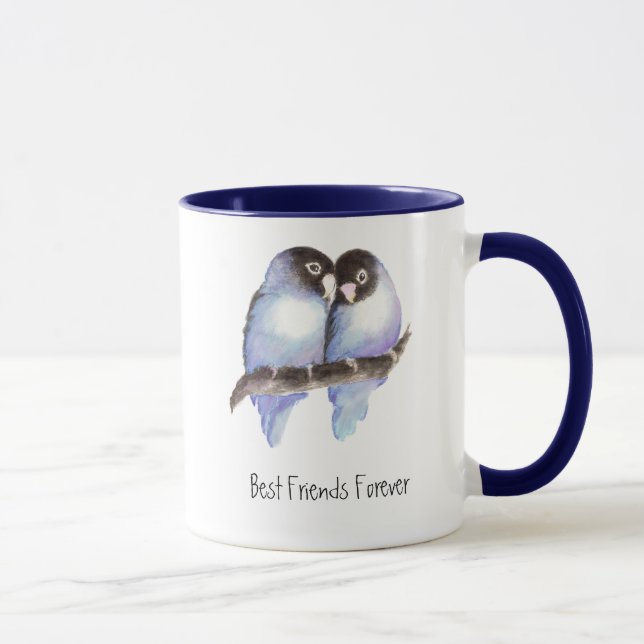 Taza Aves Amantes Cuidados, Mejores Amigos Para Siempre (Derecha)