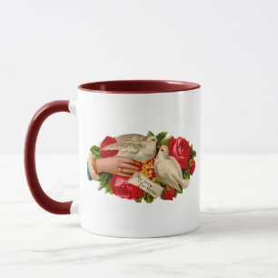 Taza Aves Antiguas Amor Victoriano Paloma Arte Clásico