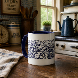 Taza Aves Antiguas en Árboles Frutales y Florales