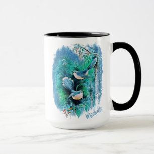 Taza Aves azules de invierno pintadas con nombre