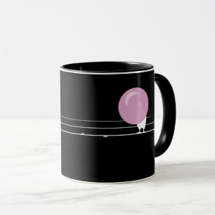Taza Aves divertidas de Bubblegum con un negro hilo
