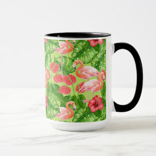 Taza Aves flamencas y plantas tropicales