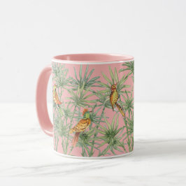 Taza Aves rosadas tropicales Bonito Chinoiserie Bamboo