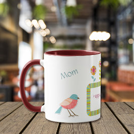 Taza Aves y flores mamá personalizada
