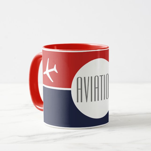 Taza Aviación piloto de aviones Funky White (Anverso izquierdo)