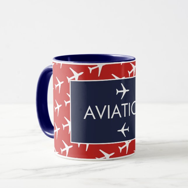 Taza Aviación piloto de aviones Funky White (Anverso izquierdo)