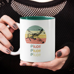 Taza Avión genial, puesta de sol retro vintage, aviació