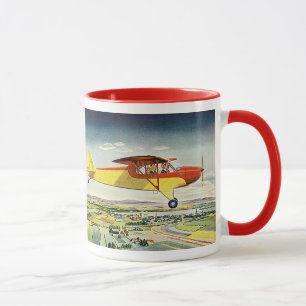 Taza Avión Vintage de transporte sobre campos de cultiv