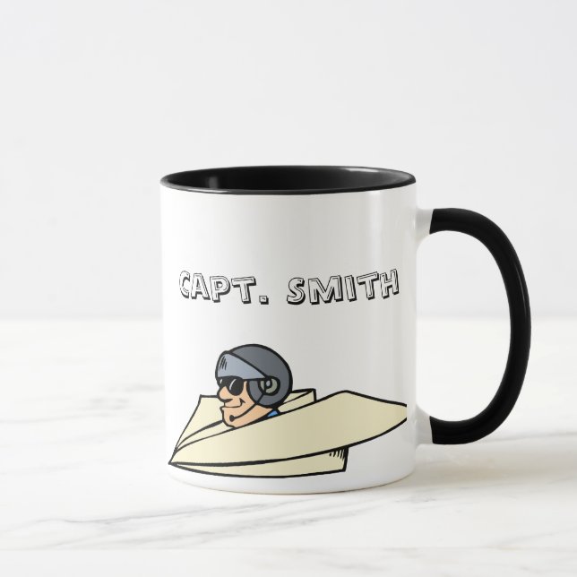 Taza Avión y piloto de papel humorístico (Derecha)