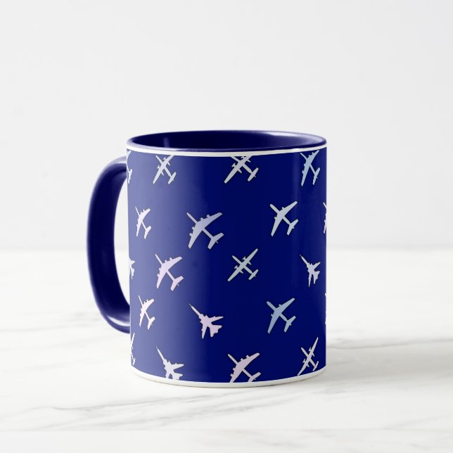 Taza Aviones de combate sobre azul marino (Anverso izquierdo)