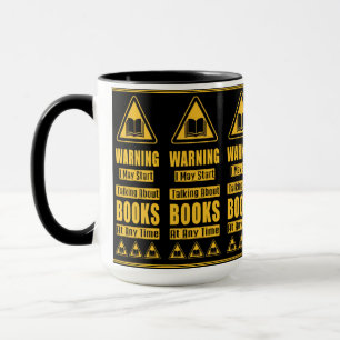 Taza Aviso de advertencia para amantes del libro amaril
