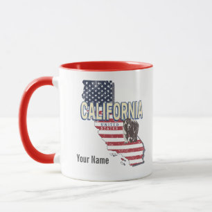 Taza Aviso de mapa de estados retro de California