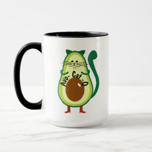 Taza Avo-cat-o , Nerdy Cat Guac Aguacate Funny Coffee