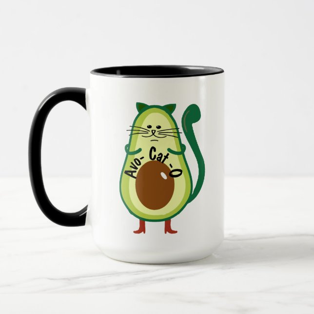 Taza Avo-cat-o , Nerdy Cat Guac Aguacate Funny Coffee (Izquierda)