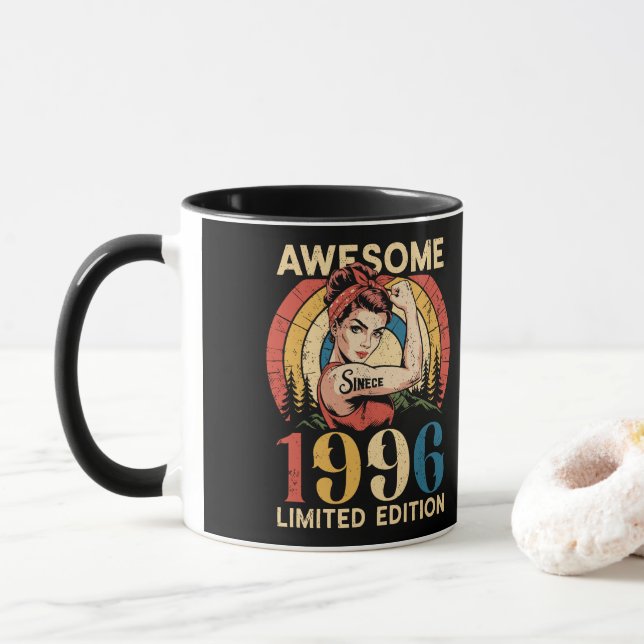 Taza Awesome Since 1996 Retro 30th Women's Birthday (Con donut)
