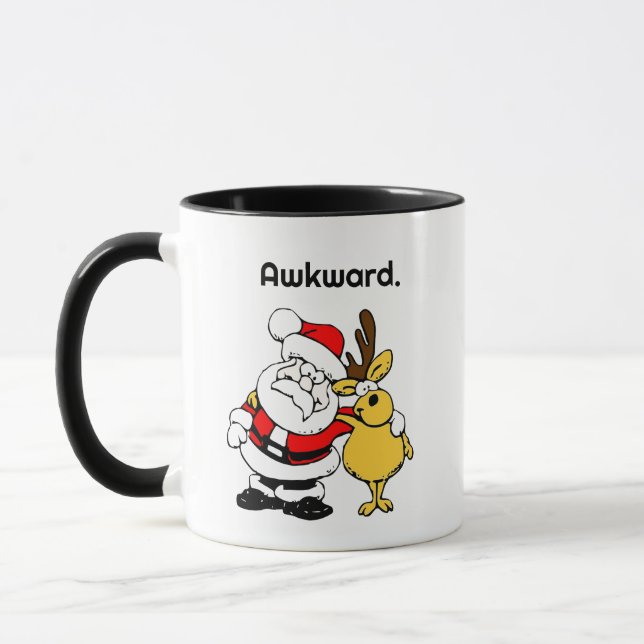 Taza Awkward Santa Selfie, Funny Holiday Cartoon  (Izquierda)
