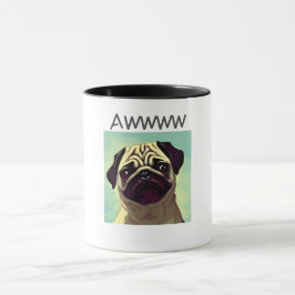 Taza Awww cutest and preciado pug lindo ojos divertidos