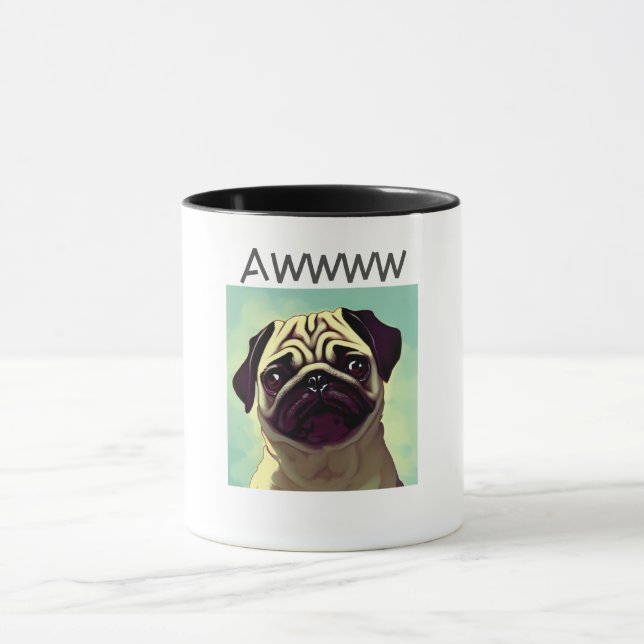Taza Awww cutest and preciado pug lindo ojos divertidos (Centro)