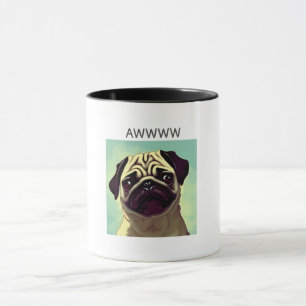 Taza Awww Cutest Pug Ever Retratos Pug Personalizado