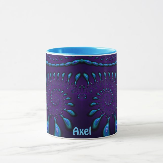 Taza AXEL ~ GLOSSY 3D Zany Blue Fractal ~ (Centro)