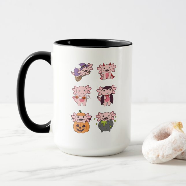 Taza Axolotl Halloween Disfraces de calabaza del diablo (Con donut)