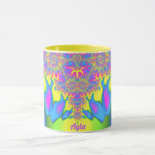 Taza AYLA ~ Zany 3D Fractal ~ Bonito multicolor