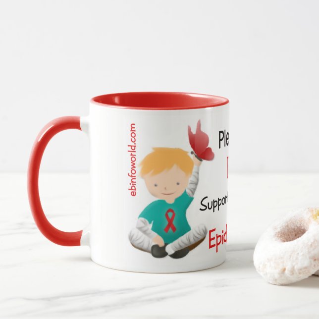 Taza Ayúdenos por favor a suprimir la epidermolisis (Con donut)