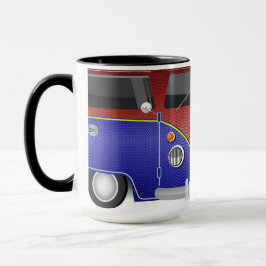 Taza aza Kombi Superhéroe Vintage – Furgoneta Azul y Ro