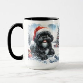 Taza Azotes a Shih Tzu Negros Con Navidades De Nieve