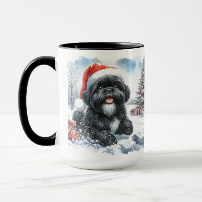 Taza Azotes a Shih Tzu Negros Con Navidades De Nieve (Izquierda)