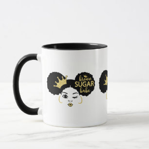 Taza Azúcar marrón en negro y oro