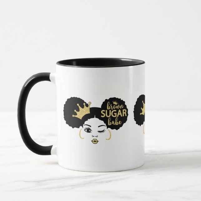 Taza Azúcar marrón en negro y oro (Izquierda)