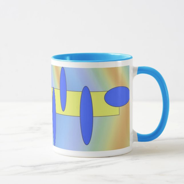 Taza azul amarillo abstracto (Derecha)